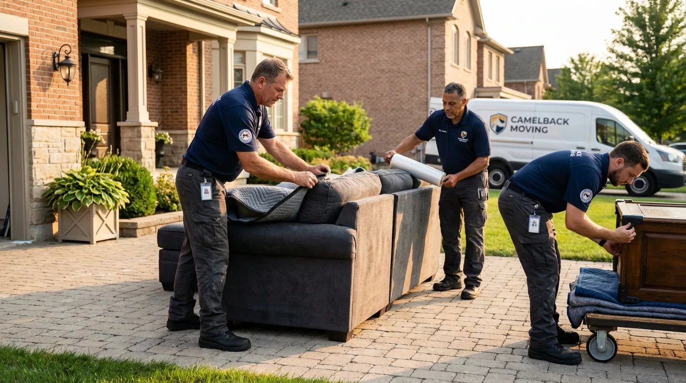 Large estate moving crew wrapping furniture in Dale, IN